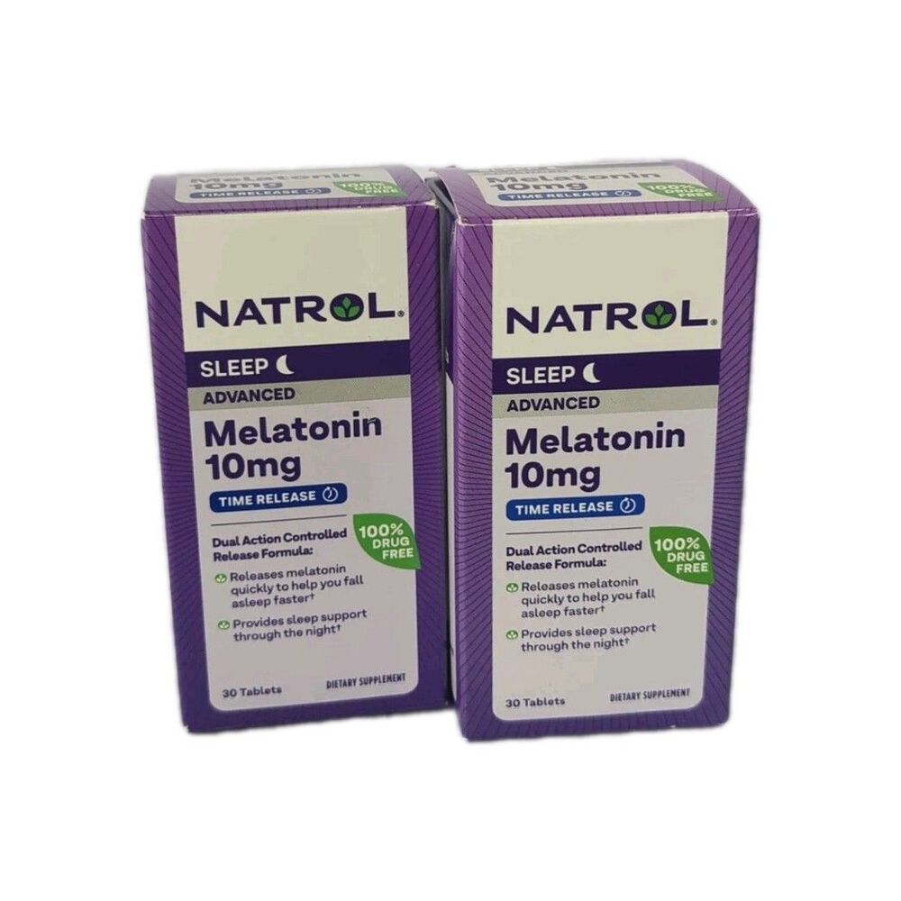 Natrol Advanced Sleep Melatonin 10 mg Time Release (2-Bottles 30ct) EXP 2026 &27